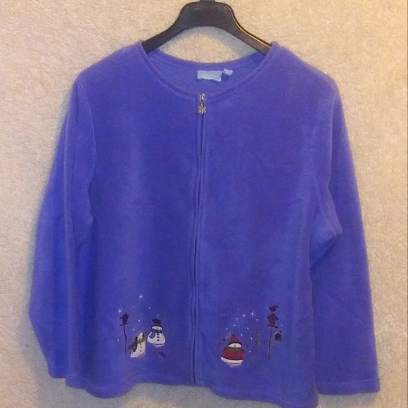 Croft and barrow Christmas snowman zip up sweatshirt size 1x - Picture 1 of 2